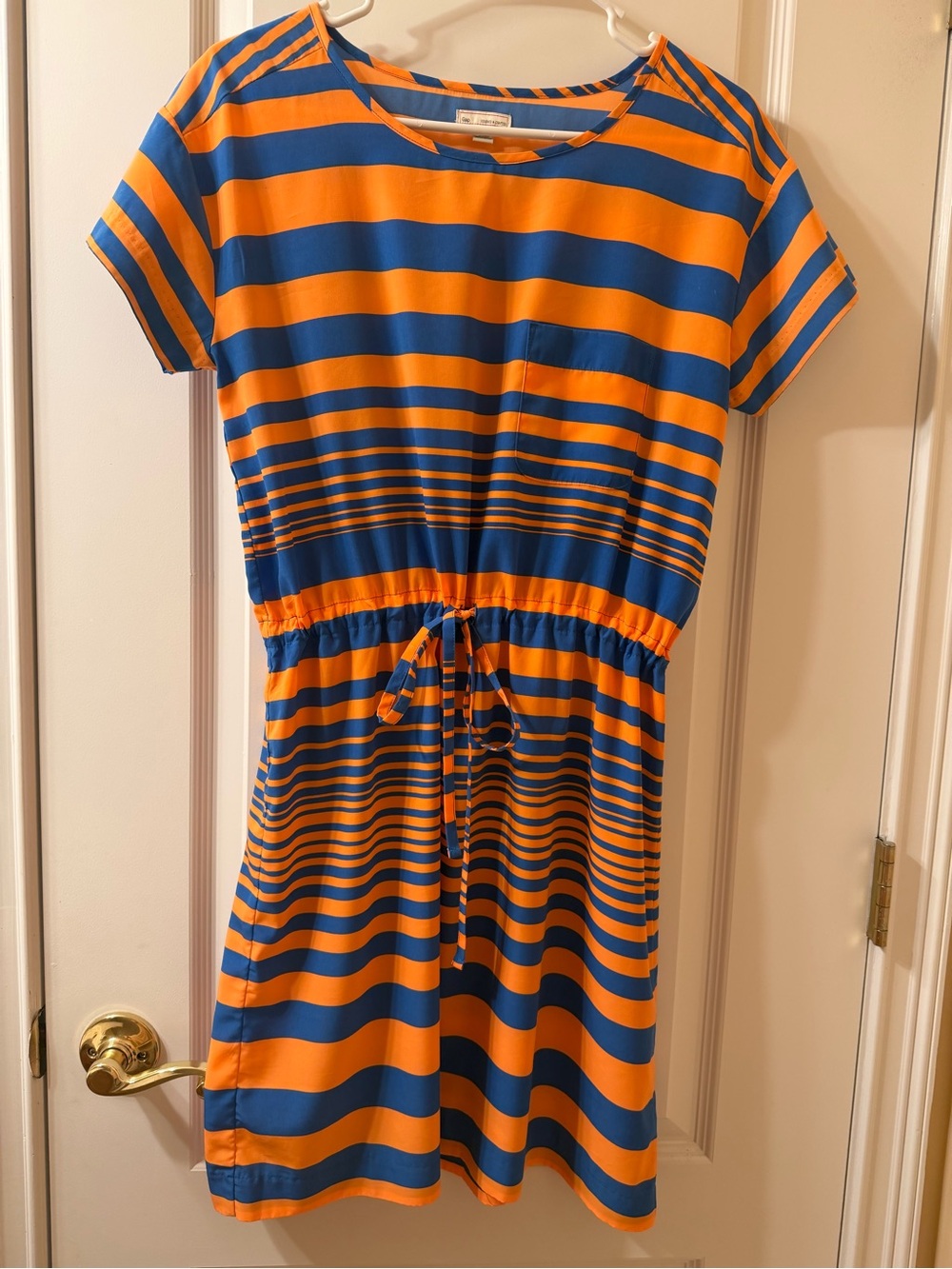 GAP Orange & Blue Striped Drawstring Dress